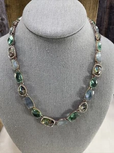 Anne Klein Necklace w/ Faceted Faux Stones in blue green abalone 16-20" - Picture 1 of 12
