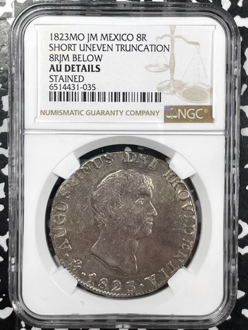 1822-Mo JM Mexico 8 Reales NGC Stained-AU Detail Lot#G4689 Silver! KM#310 Cover