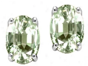 14K Gold Green Amethyst Stud Earrings 2.50 Cts Natural Certificate - Picture 1 of 1