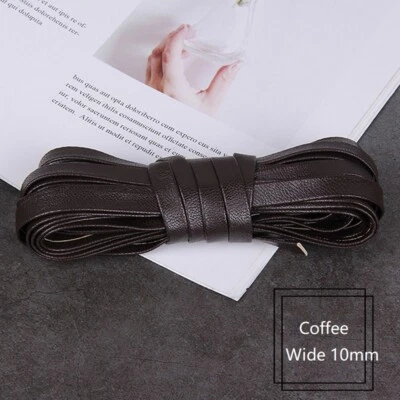 5M 10mm Faux Leather Ribbon Folded Flat Tape Strap PU Webbing Trimming DIY Craft - Image 1 of 4