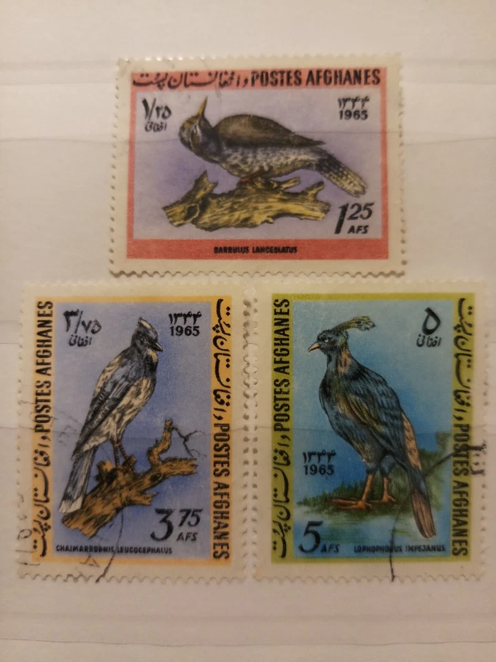 Selos do Afeganistão - Pássaros 1965 F/VF usados S707-9 - Imagem 1 de 1