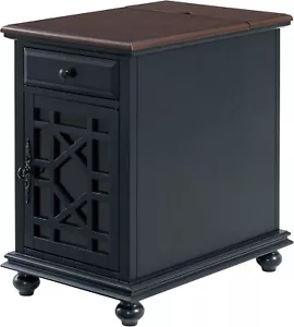 Elegant Chairside End Table,24 in x 16 in x 25 in,Blue with WalnutTop - Picture 1 of 3