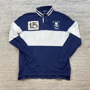 Vintage Ralph Lauren Rugby Polo Shirt Medium Blue Skull Cross Block Y2K 15 RLFC 90s - Bild 1 von 10