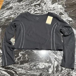 Nike ONE Fitted Dri-Fit LS Cropped Top Black Size XL NWT $60 - Picture 1 of 9