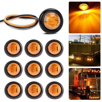 10x 3/4'' LED Amber Side Marker Lights Truck Trailer Side Bullet Clearance Light - Image 1 of 4