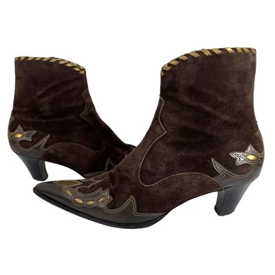 Antonio Melani Bailey Marrón Gamuza/Cuero Incrustación Western Botines Mujer Talla 8.5 Foto 1 de 4