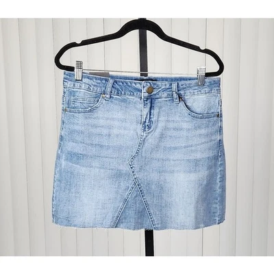 Bandia Maternity Over the Bump Denim Mini Skirt Medium Wash Blue Size 4 New - Image 1 of 4