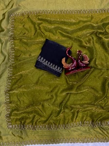 BLUSA SARI PAKISTANÍ INDIO SARI BODA NUEVA ROPA DE FIESTA DE DISEÑADOR DE BOLLYWOOD - Imagen 1 de 2