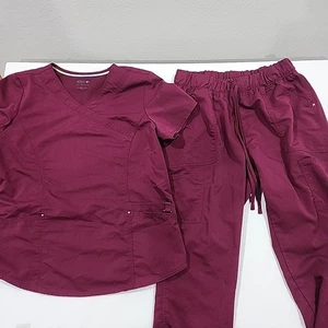 Scrubstar Ultimate Burgundy Scrub Set - Top + Pants Size Large - Picture 1 of 12