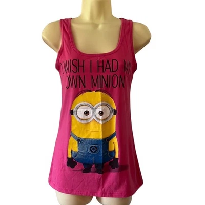 Camiseta sin mangas Despicable Me rosa Minion talla mediana para jóvenes colorida divertida verano Foto 1 de 4