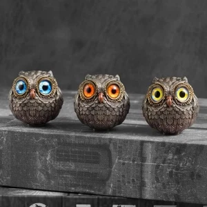 Adorable Mini Owl Statue Resin Figurine Fits Tabletop & Bookshelf Decor Displays - Picture 1 of 9