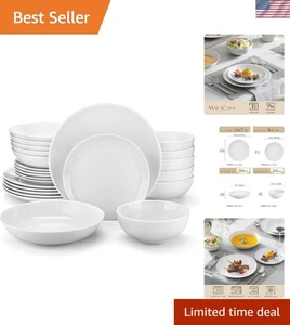 Dinnerware Sets 24 Piece Porcelain White Round Plates Bowls Service For 6 Kit... - Picture 1 of 9