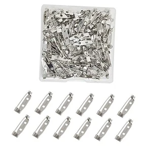 100 Pcs Locking Pins Backs Safety Clasp Brooch, Silver Brooch Clasp Pin, 20mm - Picture 1 of 8