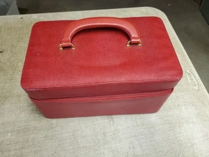Estee Lauder Train Travel MAKE-UP CASE Kunstleder LIPPENSTIFT ROT - Hartschalenetui Vintage - Bild 1 von 7