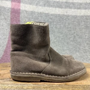 Mini Boden Brown Suede Ankle Boots Girls Size 12 Shearling Lined Zip Up Shoes - Picture 1 of 9