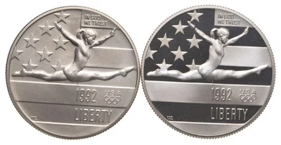 1992 PROOF & Unc Olympic Gymnastics Commemorative Half Dollar Set *4107 - Image 1 of 3