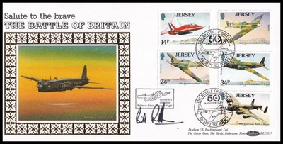 Gp.Cpt BILL RANDLE Signed 1990 Jersey Battle of Britain 50th Anniv Benham FDC - Image 1 of 2
