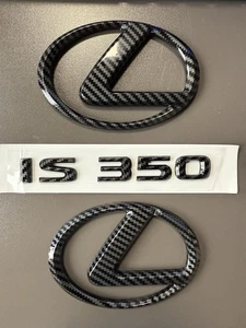 Carbon Fiber Emblem Badge Front Grill & Trunk Logo Fits 2006-13 Lexus IS350 - Picture 1 of 5
