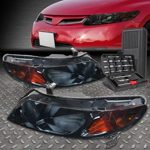FOR 06-11 HONDA CIVIC SEDAN SMOKED HOUSING AMBER CORNER HEADLIGHT LAMP+TOOL SET - Picture 1 of 3