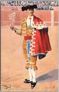 Vintage 1910s Tuck's "A BULL-FIGHTER" Postcard Matador -Artist-Signed FRANK DEAN - Picture 1 of 2