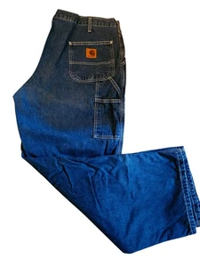 Carhartt B14DST Jeans Uomo 40x30 Blu Foderato in Flanella Pantaloni da Lavoro Carpentiere  - Foto 1 di 8
