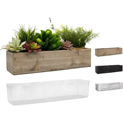Brown Wooden Planter Box 17"x5" H:4" with Removable Plastic Liner | Multiple ... - Image 1 of 4