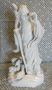 Japanese Showa Porcelain Hirado Okimono - Old Man W/ Shepard Staff & Sheep - Picture 1 of 7