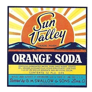 Sun Valley Orange Soda Bottle Label Swallow Lima Ohio - Picture 1 of 1