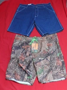Two Pair New LARGE MAN SUMMER SHORTS Denim Size 40 + Camouflage Adjust Size 40+ - Picture 1 of 9