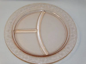 MACBETH EVANS DOGWOOD APPLE BLOSSOM PINK DEPRESSION GLASS 10.5" GRILL PLATE(S) - Picture 1 of 4