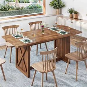 71" Wood Dining Table 8 People Kitchen Home Living Room Large Tabletop Rectangle - Picture 1 of 10