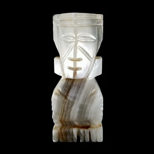 Vintage Carved Alabaster Marble Stone Tiki Aztec Mayan King Man Bookend *One* - Picture 1 of 7