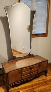 Vintage Hungarian Carved Solid Wood Low Dressing Table/Vanity and Stool 1950s - Picture 1 of 8