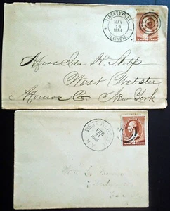 C10081 2 1884 US Covers brown 2 c Washington Stamp W. Webster NY Libertyville IL - Picture 1 of 2