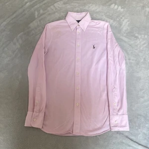 Ralph Lauren Men’s Knit Oxford Cotton Slim Button Down Shirt Pink Size XS Small - Picture 1 of 15
