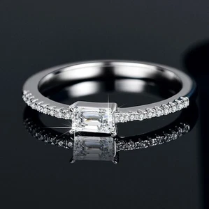 0.5ct Emerald Cut Platinum Ring Lab-Created VVS1/D/Excellent Diamond Test Pass 4 - Picture 1 of 8