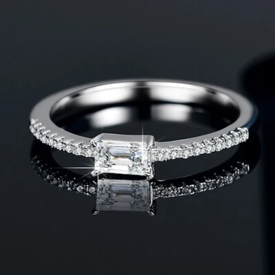0.5ct Emerald Cut Platinum Ring Lab-Created VVS1/D/Excellent Diamond Test Pass 5 - Image 1 of 4