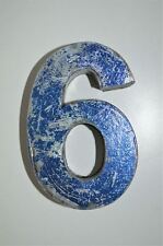 FANTASTIC VINTAGE STYLE BLUE 3D METAL SHOP SIGN NUMBER 6 ADVERTISING FONT