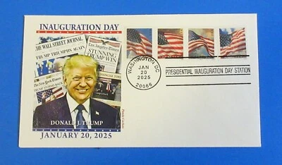 DONALD TRUMP 2025 PRESIDENTIAL INAUGURATION PANDA CACHET WITH PL # STRIP OF 4 - Image 1 of 2