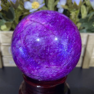 1.2LB 2.7" Purple Moonstone Sphere Ball Crystal Quartz Mineral Reiki Healing C1 - Foto 1 di 10