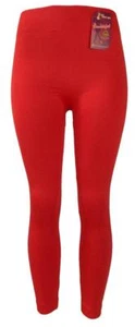 New Women's Red Fleece Lined Thermal Thick Winter Leggings Warm One Size - Picture 1 of 3