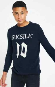 Boys Messi x SikSilk Navy Knitted Jumper 11-12 Years  - Picture 1 of 6