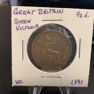 1891 Great Britain 1/2 Penny. Buy and get a free 1913 GB 1/2 Penny - Picture 1 of 4