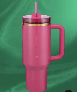 Starbucks Exclusive Stanley Cup 40oz Berry Pink Glitter. Urlaub 2024 Neu - Bild 1 von 8