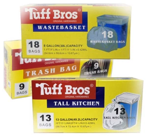 Tuff Bros Tall Kitchen Trash Garbage Bags Bundle Home Kitchen Garden Supply Sale - Picture 1 of 9