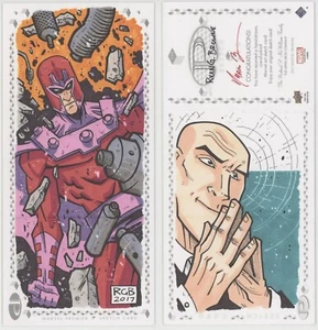 2017 Marvel Premier dreifache Tafel Skizzenkarte Browne Magneto Professor X - Bild 1 von 1