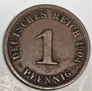 # C2359   GERMANY  COIN,   ONE PFENNIG   1904-A - Picture 1 of 2