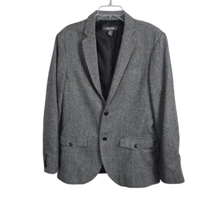 Kenneth Cole Reaction Mens Wool Black Tweed Slim Fit 2 Button Sports Jacket M42 - Picture 1 of 13