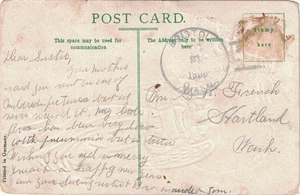 1908 Bristol, Washington 4 barras Cancelar en una postal de Navidad -- Escaso DPO ~ - Imagen 1 de 1