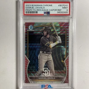 2023 Bowman Chrome Samuel Zavala Red/Aqua Vapor Refractor /5 PSA 9 - Picture 1 of 2